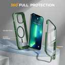 Miracase Magnetic for iPhone 13 Pro Max Case 6.7 inch, (Compatible with MagSafe) Upgrade Full-Body Clear Phone Bumper Case with Built-in 9H Tempered Glass Screen Protector, Magnetic Acacia Green