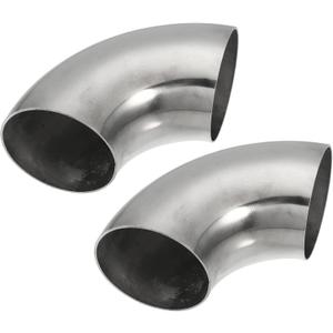 X AUTOHAUX 2pcs OD 2.75 Inch 90 Degree 1.5mm Thickness Mandrel Bend Elbow SS304 Stainless Steel Bend Tube Exhaust Elbow Pipe for Car Modified Exhaust System