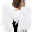 Angel Wings and Halo Headband for Women Adults Girls - Chiffon Fairy Wings, Costume for Halloween Christmas Party Cosplay 