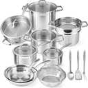 Duxtop Professional Stainless Steel Pots and Pans Set, 17PC Induction Cookware Set, Impact-bonded Technology