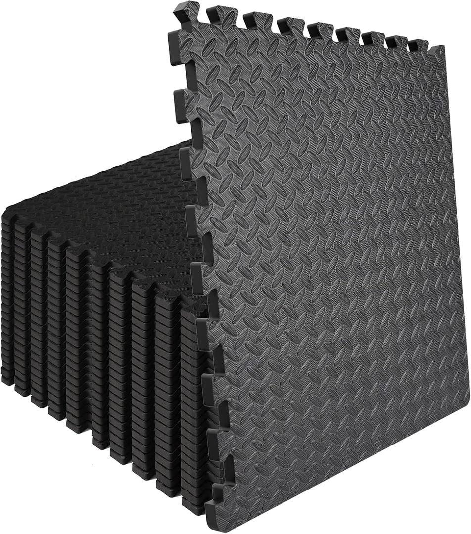 96 Sq Ft (24 Tiles) Interlocking Exercise Mats, EVA Foam Kids Play Mats for Home Gym, Yoga, Playroom, Non-Slip Flooring Tiles