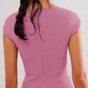 ZAFUL Women's Short Sleeve Shirt Crew Neck Button Down Cardigan T-Shirt Slim Fit Y2K Going Out Casual Fashion Tops