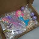 Mermaid Cake Toppers with Shell Starfish Fishtail Balls for Mermaid Birthday Supplies (Style1)