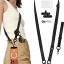 VVAAGG Cell Phone Lanyard for iPhone: Adjustable Phone Strap Crossbody Neck and Wrist Strap Anti-Theft Lanyard Travel Essential Compatible for iPhone Android Smartphones (Black)