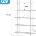 Bookshelf 5 Tiers White Wooden Storage Shelf,Modern Open Display Storage Bookcase Book Organizer,Metal Bookshelf Standing Storage Shelf Tall Shelving Units for Home Office Study