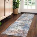  Abstract Runner Rug 2x5 Ft Washable Runners for Hallways, Non Slip Kitchen Runner Printed Faux Wool Entryway Runner Indoor, Modern Abstract Floor Carpet for Hall Bedroom, Blue Rust