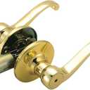 Design House Scroll Privacy Bedroom and Bathroom Door Lever, Polished Brass, 4.63 in x 1.88 in x 2.625 in, 783043