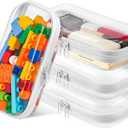 4PCS Small Clear Hard Shell Zipper Case for Storage, 7.7"x4" Plastic Transparent Portable Zipper Pouches Travel Toy Organizer Bin, Cosmetic Bag for Organizing