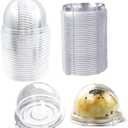 EchoDone 50 Set Clear Plastic Mini Cupcake Boxes Muffin Pod Dome Muffin Single Container Box Wedding Birthday Gifts Boxes Supplies (Silver)