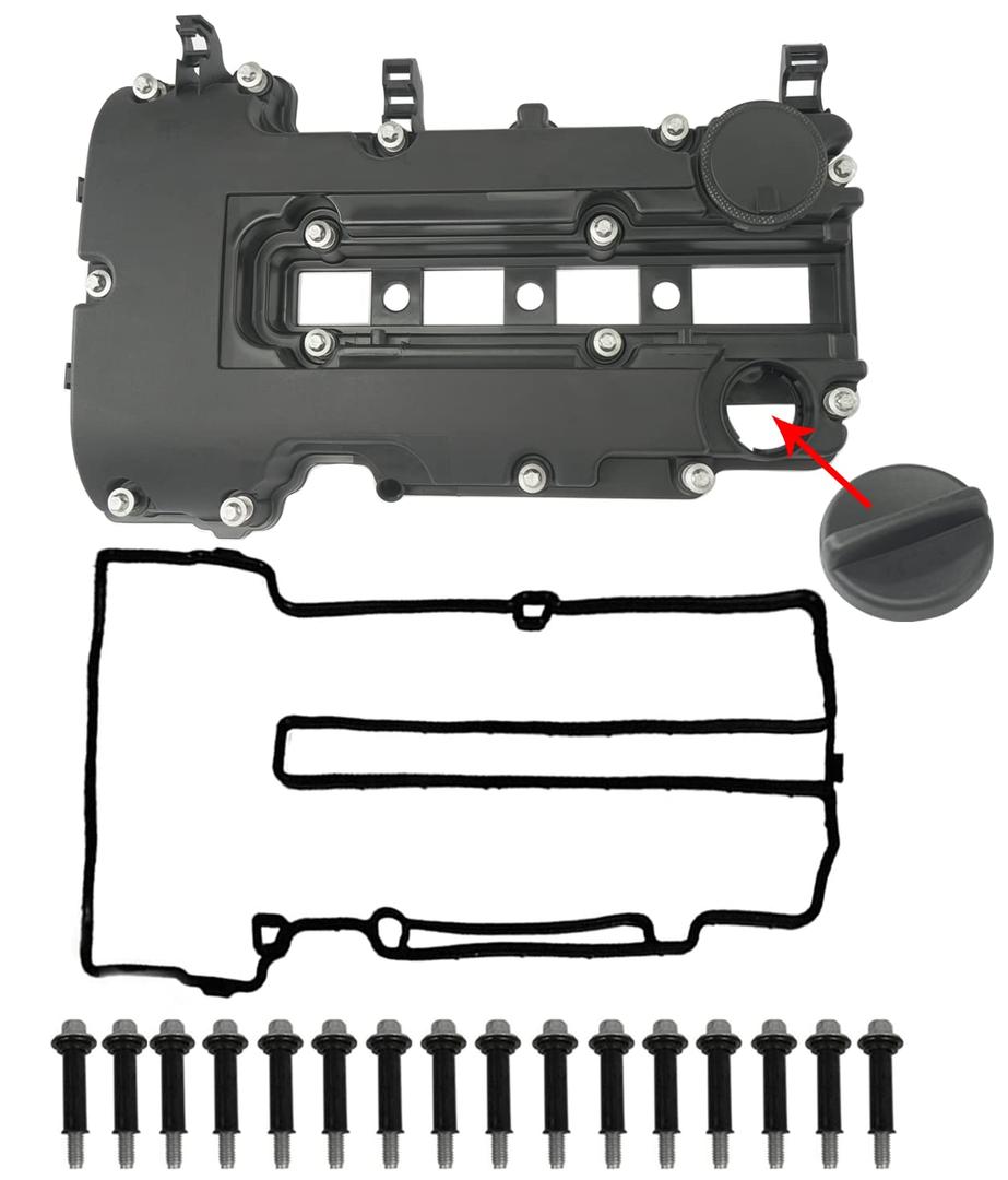 Engine Valve Cover with Gaskets, Bolts & Oil Filler Cap Compatible with 20112020 Chevy Cruze Sonic Trax Volt | Cadillac ELR | Buick Encore 1.4L Turbo Replace# 55573746 25198498 264968 25198874