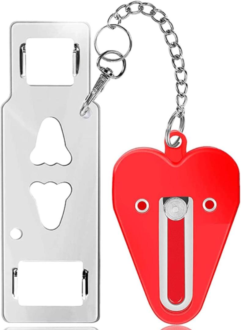 Portable Safety Door Lock for Travelers, Home Door Lock Latch Door Locks for Bedrooms, Hotel Door Locks Apartment Must Haves College Door Lock Protect Family Security Red