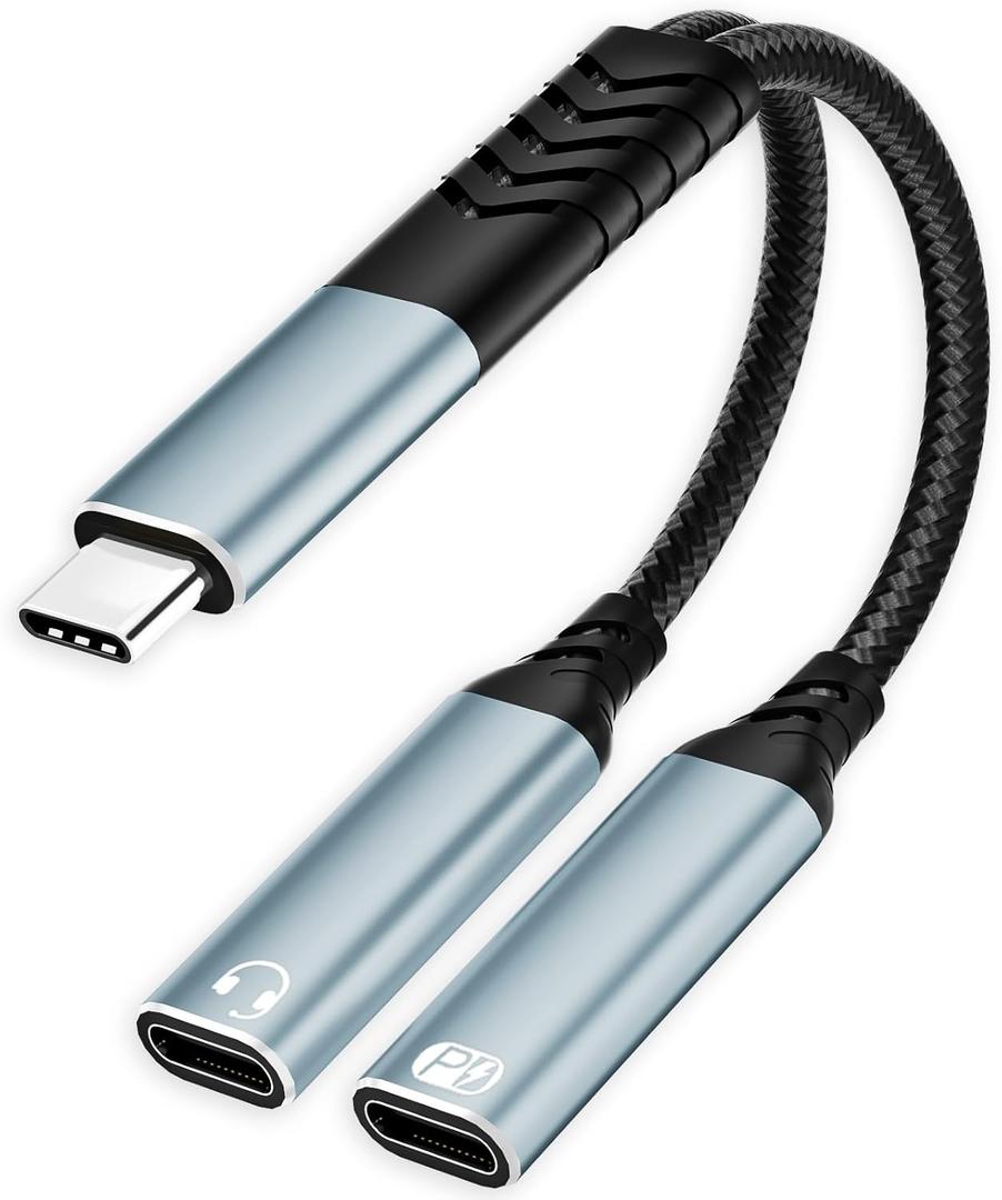USB C Splitter 1 in 2 Out, USBC to Dual USB Type C Female Splitter Y Cable, PD 60W Fast Charging, 480Mbps Data Transfer Speed, for iPhone 15/16 Charging and Headphone Audio Dongle Adapter