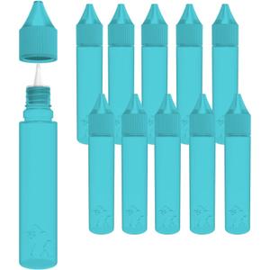30ml Chubby Gorilla LDPE PET Plastic Unicorn Squeeze Bottle (10 Pack) Dropper bottle (Transparent Blue) REUSABLE, Child Resistant Cap, Easy Drip Tip Applicator Dropper Bottles