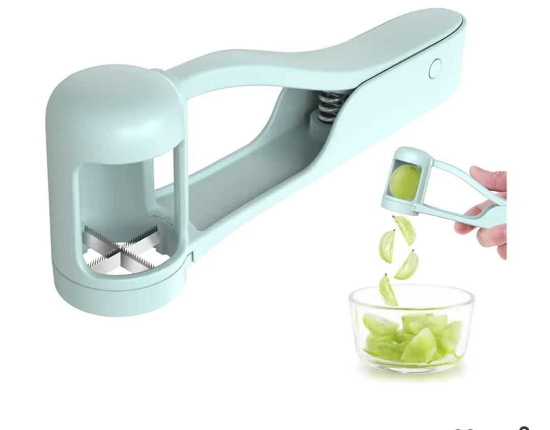 Luvan Grape Cutter for Toddlers, Grape Slicer Tool, Grape Tomato Cherry Strawberry Cutter Tools Into 4 Pieces for Vegetable Fruit Salad, Stainless Steel Quarter Grape Slicer Kitchen Gadget