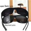 PLOPLO Super Dark Black Sunglasses Biker Rider Wrap Around Sport Sunglass UV400 Protection For Sensitive Eyes
