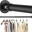 Closet Rods For Hanging Clothes, 17-52 Inch Adjustable Closet Rod, Stainless Steel Heavy Duty Closet Hanging Rod-Black