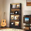 BROTTAR 63" Vinyl Record Storage, 3-Color LED Lights Display Shelf, Black