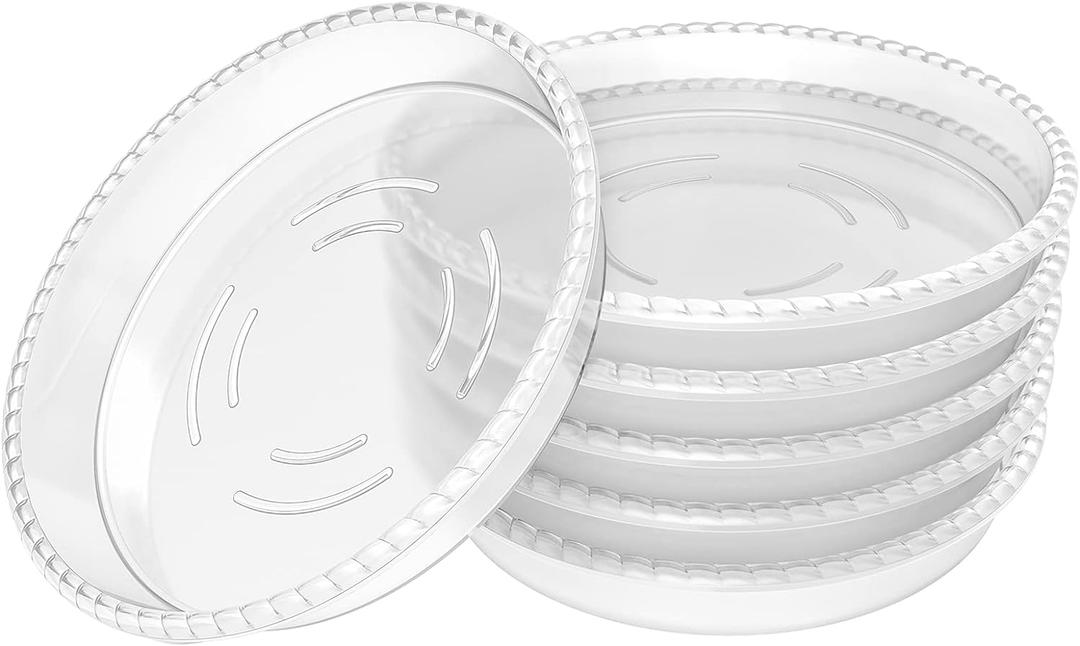 6 Pack Clear Plant Saucer 8 inch, Durable Plastic Plant Trays for Indoor, Round Flower Plant Pot Saucer, Sturdy Plant Water Catcher Tray