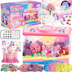 Unicorn Light-Up Terrarium Kit for Kids - Night Light with Remote & Music, Arts and Crafts for Kids Ages 8-12, DIY Girls Toys Age 6-8, Perfect Birthday Hoilday Christmas Gifts for 4-12 Year Old Girls