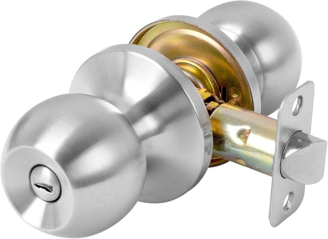 Privacy Door Knob Keyless Door Knobs Interior with Lock Bathroom Door Knob with Lock Satin Nickel Doorknob (1 Pack)