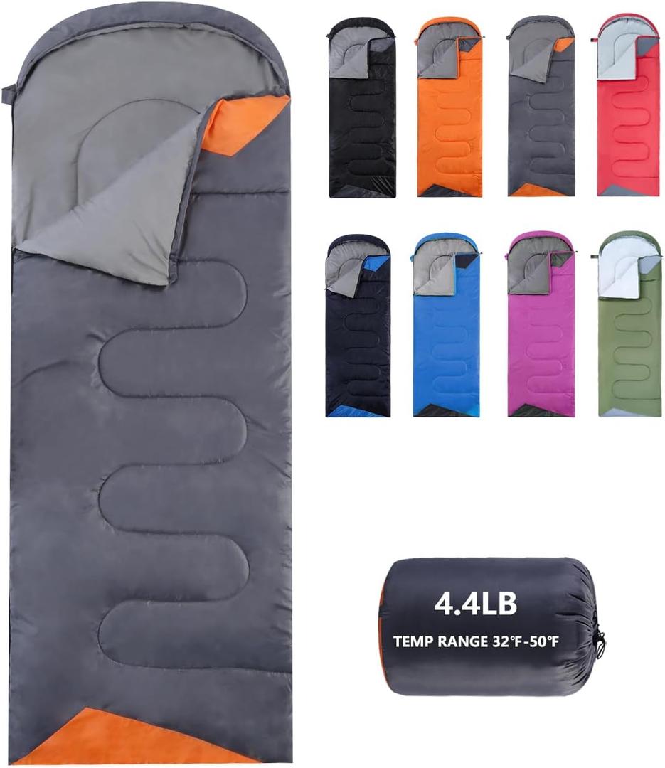 Sleeping Bags for Adults Backpacking Lightweight Waterproof- Cold Weather Sleeping Bag for Girls Boys Mens for Warm Camping Hiking Outdoor Travel Hunting with Compression Bags (4.4lb Gray)