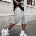 SHENHE Men's Baggy Sweat Shorts Wide Drawstring Waist Streetwear Shorts (Gray, XL)