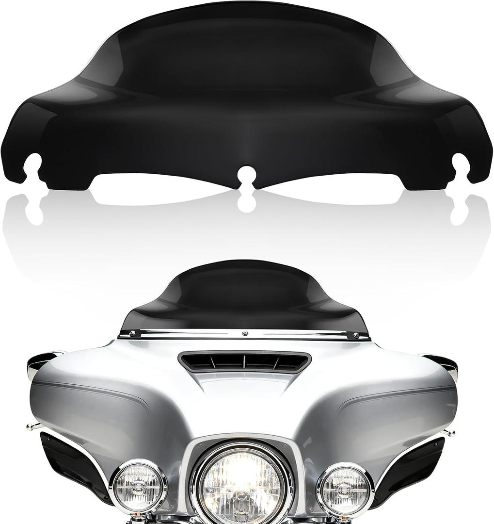 DREAMIZER Black 9" Wave Windshield Windscreen Compatible with Harley Touring Street Glide Ultra Limited Electra Glide Tri Glide FLHT FLHX FLHXS FLHTK 2014-2024