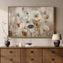 Framed Vintage Neutral Floral Wall Art for Living Room, Brown Botanical Flower Aesthetic Canvas Artwork for Walls, Farmhouse Rustic Painting Print for Bedroom Dining Room Hallway Wall Decor, 36 x 24 In