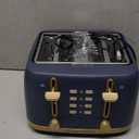 West Bend Timeless 4-Slice Toaster with 7 Browning Levels, Bagel/Waffle/Defrost Settings, High-Lift Lever, Anti-Jam, Easy-Clean Crumb Tray, 4-Slice, Blue/Gold