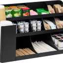 Mind Reader Cup and Condiment Station, Countertop Organizer, Coffee Bar, Kitchen, Stirrers, Black