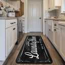 Laundry Room Rug Runner 20"X59" Non Slip TPRback Laundry Rugs for Laundry Decor Bordered Design Washable Runner Rugs for Kitchen Floor Laundry Room Bathroom Hallway Entryway Area Rugs-Black-2