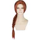 Miss U Hair Women Princess Long Reddish Brown Braided Wig Cosplay Party Wig (big head)