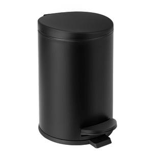 TIPGO 1.2 Gallon Small Black Can, 4.5 Liters Bathroom Garbage Can with lid, Mini Step Bin, Stainless Steel Wastebasket for Bathroom, Bedroom, Office (Matte Black)