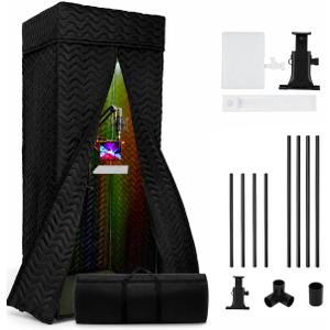 Portable Vocal Booth, Adjustable LED & Thick Soundproof Recording Booth Kit, 
32.2 x 32.2 x 78.7 inches