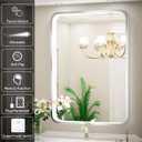 24x36 Inch LED Bathroom Mirror with Lights,Silver Metal Framed Brushed Lighted Vanity Mirror,Antifog Stepless Dimmable,Wall Mounted(Horizontal/Vertical)