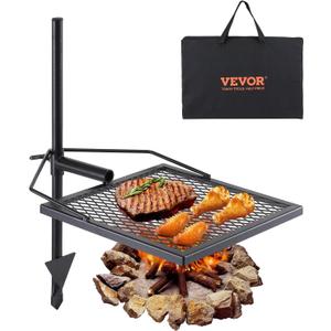 VEVOR Swivel Campfire Grill, Fire Pit Grill Grate over Fire Pits, Heavy Duty Steel Grill Grates, 360 Adjustable Open Fire Outdoor Cooking Equipment, Portable Camp Fire Racks for Camping Outdoor BBQ (16*16 inch)