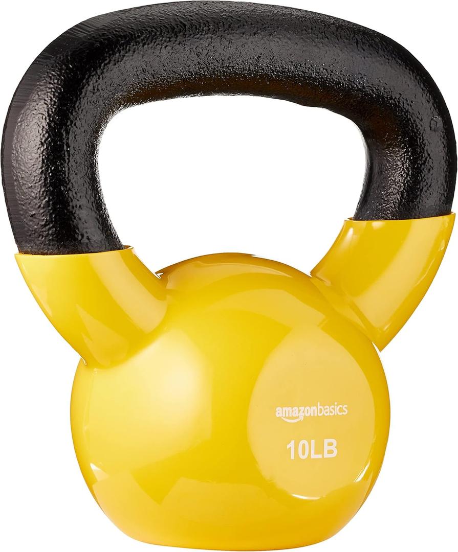 Amazon Basics Vinyl Kettlebell, 10 Pounds, Light Orange