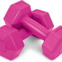 RBX Vinyl Coated Hand Weight Dumbbell Set - Hex Shaped, Roll Free for Body Building/Sculpting/Strength Training Exercise, (Set of 2) (Pink), Size: 2lb
