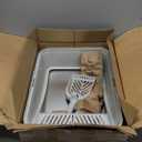 Stainless Steel Litter Box | Metal Kitty Litter Box with Lid High Sided for Small Cats or Injured Cats, Bunny Litter Boxes, Low Entry, Odor-Free, Non-Stick,Includes Scoop (Silver Gray)