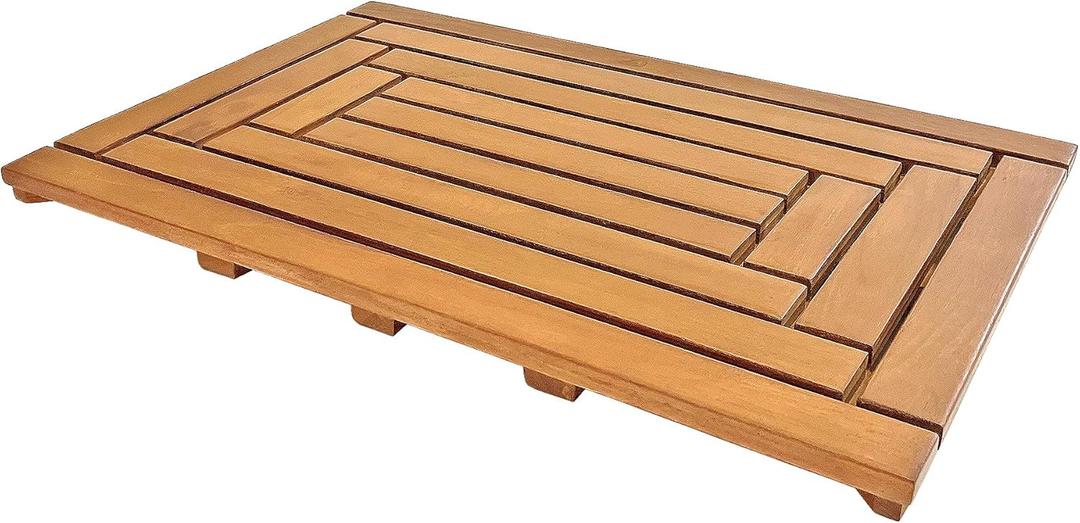 Asta SpaTeak Select Preston Bathroom Floor Mat, Solid Teak Shower, Spa, Door Mat, Indoor Outdoor Floor Mat (24"x16"), RS-23