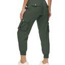 Women's Cargo Hiking Pants Quick Dry Lightweight Elastic Waist Button Pockets Joggers Athletic Sweatpants Travel Casual Olive (Green, S)