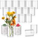 Vesici 20 Pcs Plastic Cylinder Vase Acrylic Cylinder Vase Bulk Small Clear Flower Container Hurricane Candle Holder Round Wide Container Centerpiece for Home Office Wedding Decorations (4 Inch)