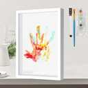 Family Handprint Kit, Baby Hand and Footprint Kit, with Tooth Fairy Tooth Holder, Fathers Day Gift, Eco-Friendly Paint, Transparent Boards 4 PCS (White)