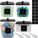 POLRAI 4 Pack Laundry Pod Containers and Dryer Sheet Holder with Bamboo Lids and Labels Laundry Room Organization Containers for Scent Booster Powder Detergent Pods Storage