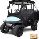 4 Passenger Golf Cart Enclosure, Storage Cover Fits for Club Car Precedent 2+2, Windproof 600D Waterproof Portable 4-Sided Clear Window & Roll-up Zipper Door (Black/Transparent)