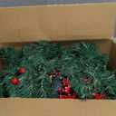 MorTime 9 FT LED Christmas Garland with Pinecones Red Berries Bows Christmas Balls Candies, Multi-Function Christmas Garland with 50 Warm White LED Lights, 180 Branch Tips