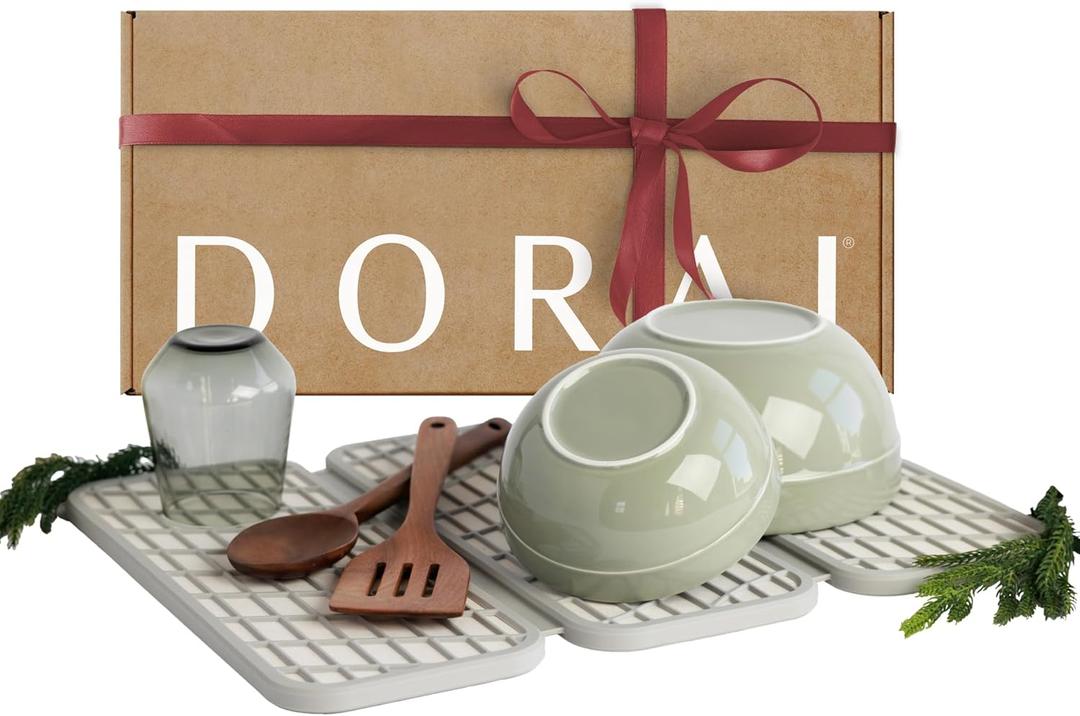 Dorai Home Dish Pad  Quick-Dry Diatomite Stone Drying Mat for Kitchen Counter, 19.9" x 15.2" x 0.52", Sandstone