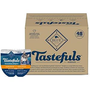 Blue Buffalo Tastefuls Spoonless Singles Adult Pate Wet Cat Food, Turkey Entrée, Perfectly Portioned Cups in (24) 2.6-oz Twin-Pack Trays By 04 DEC 2026