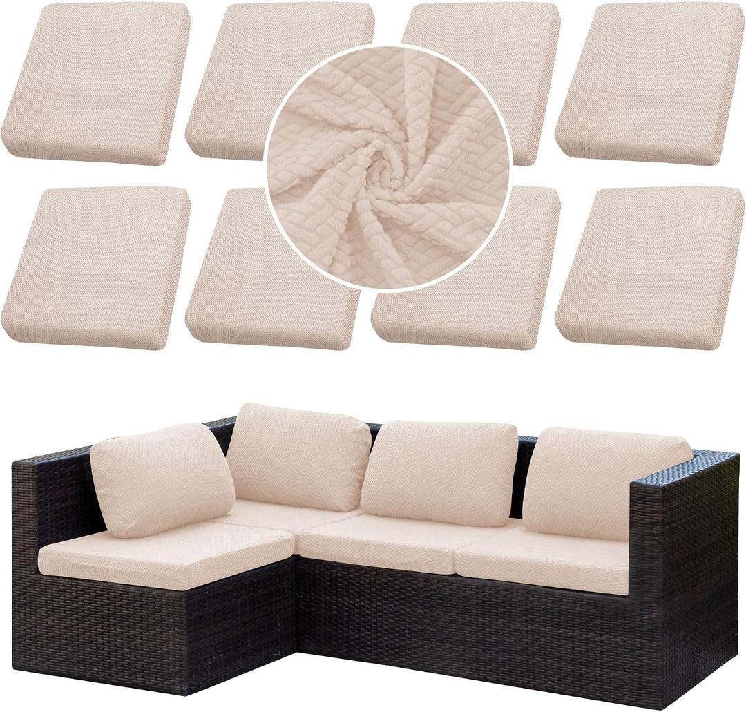 Outdoor Cushion Covers Set,8PCS Patio Furniture Couch Seat Slipcovers, Replacement for Sofa Sectional Chair (Cover Only)