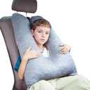 Car Pillow for Kids, Memory Foam Cooling Travel Pillow for Car and Adults, Kids Car Pillows for Sleeping on Road Trip, Small Body Pillow for Kid (Cooling Grey)